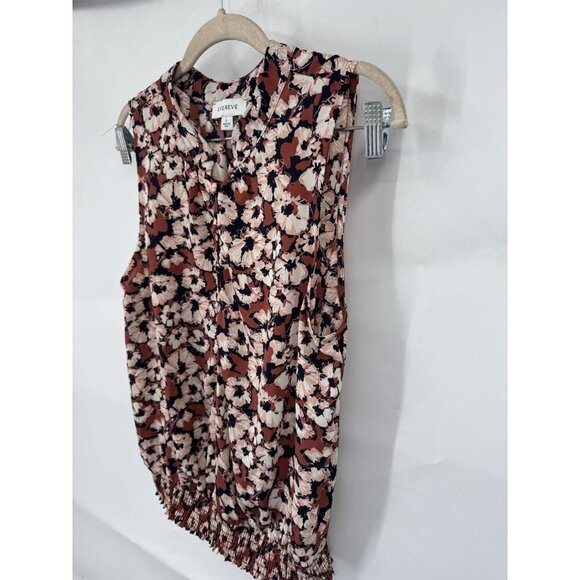 Evereve Floral Blouse Women Large Pink Half Button Prairie Bohemian Cottagecore - Picture 5 of 8